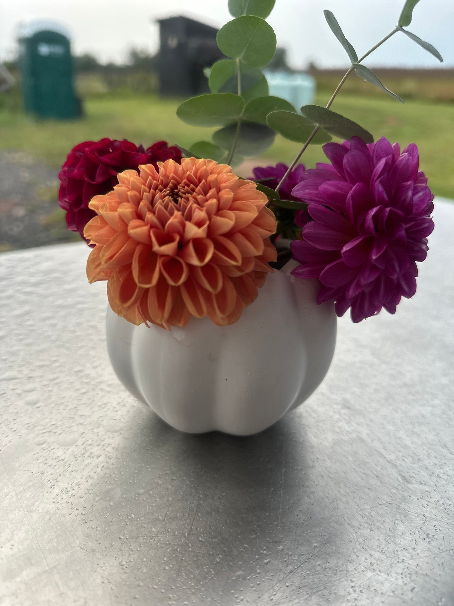 Pumpkin vase florals