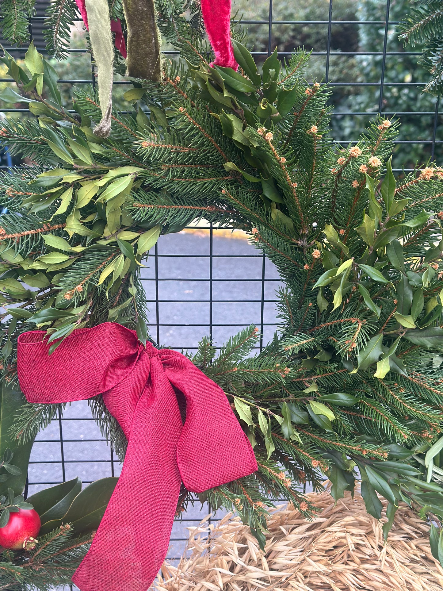 Small green wreath with red bow