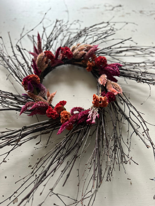 Dried floral wreath