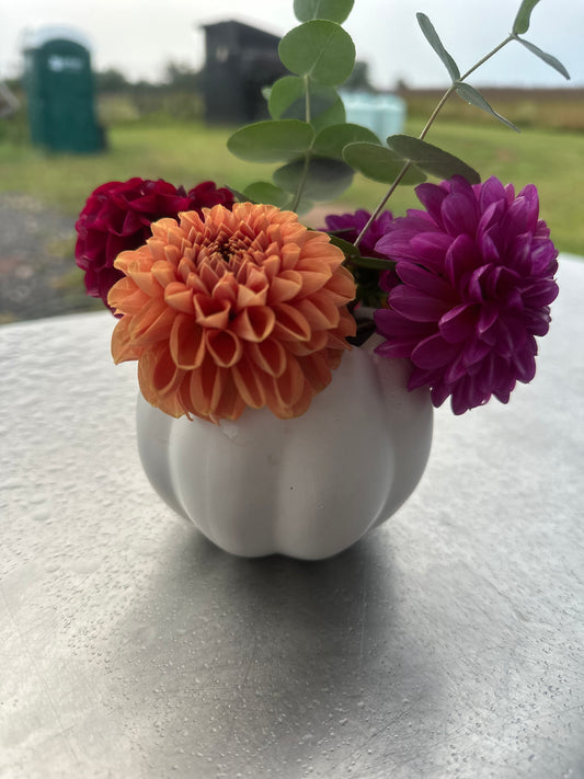 Pumpkin vase florals