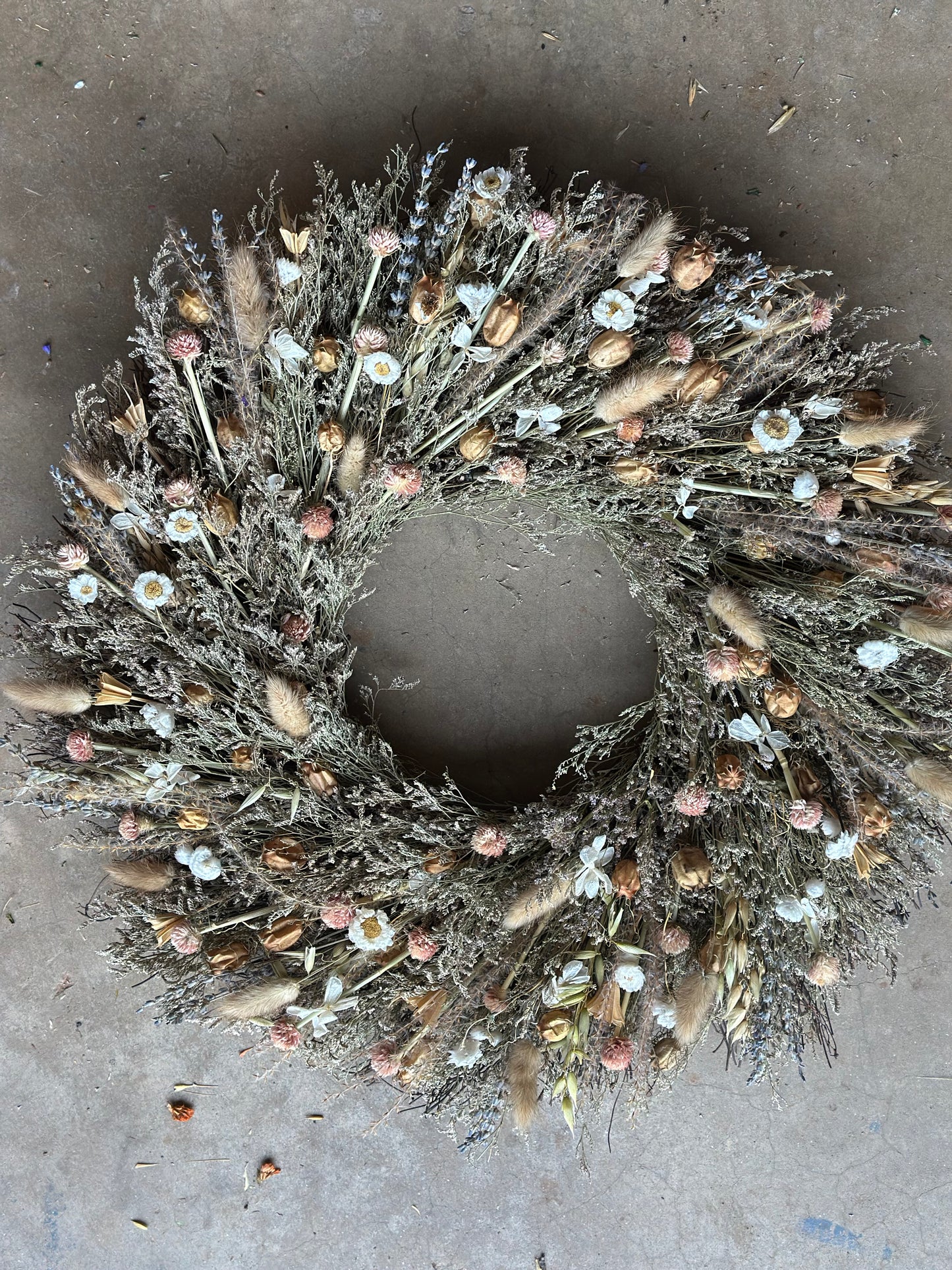 Dried preserved mixed floral wreath